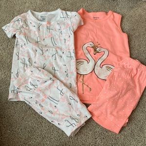 Carter’s girls flamingo 4 piece pajama set size 4T